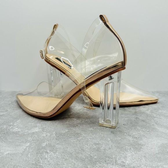 Only Maker Clear Rose Gold Strap Point Toe Pump Heels Size EU 45 - Picture 1 of 11